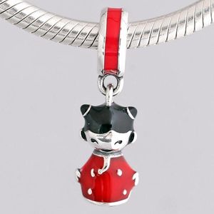 Pierres précieuses en vrac originales, émail rouge noir, pendentif de poupée chinoise, perles adaptées au Bracelet à breloques en argent Sterling 925, bijoux à faire soi-même