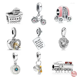 Pierres précieuses en vrac Original Fine 925 argent Sterling voiture vélo pendentif charme Train perle adapté pour dames Bracelet bricolage bijoux cadeau