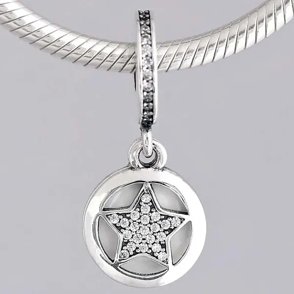 Star de l'amitié originale des pierres de pierres précieuses avec des perles de pendentif en cristal Fit 925 Sterling Silver Perle Charm Bracelet Brangle Bijoux DIY