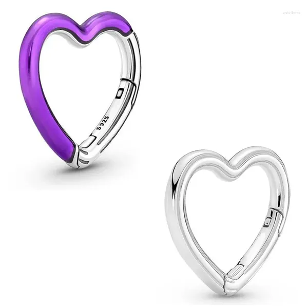 Pierres précieuses en vrac Original ME violet vif style coeur connecteur perles breloque Fit femmes 925 Bracelet en argent Sterling Bracelet bricolage