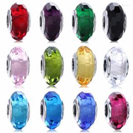 Piedras preciosas sueltas Original Multicolor Teal Facetado Lampwork Murano Glass Beads Fit Europa 925 Sterling Silver Charm Pulsera Brazalete DIY