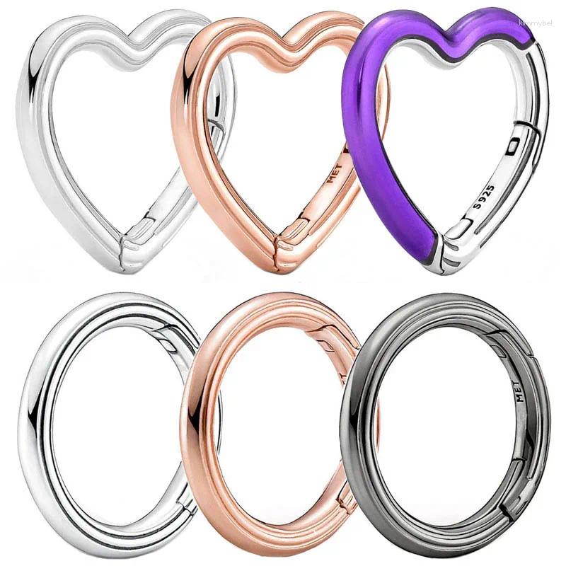 Loose Gemstones Original Rose ME Styling Round & Purple Heart Connector Charm DIY Jewelry Fit 925 Sterling Silver Bead Bracelet Necklace