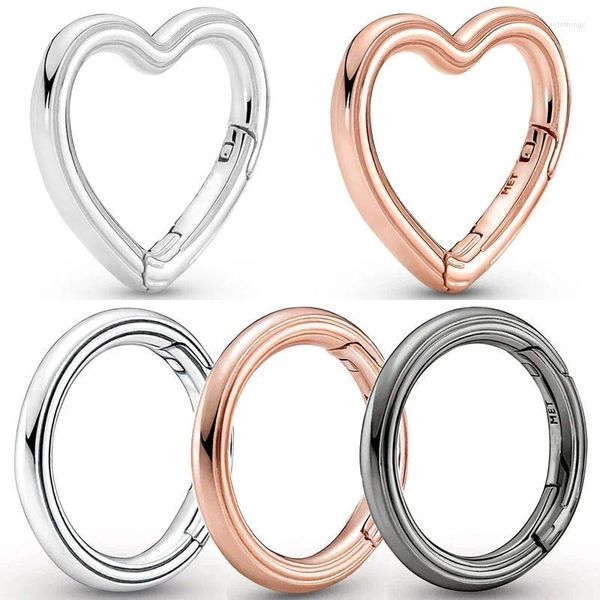 Gemles en vrac Rose Rose Ruthénium Me Styling Heart Round Connector Perles 925 STERLING Silver Charms Fit Fashion Bracelet Briding Bijoux