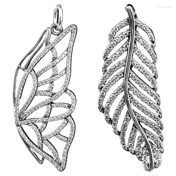 Pierres précieuses en vrac Original chatoyant plume papillon aile collier pendentif perle Fit Europe 925 bracelet à breloques en argent Sterling bijoux à bricoler soi-même