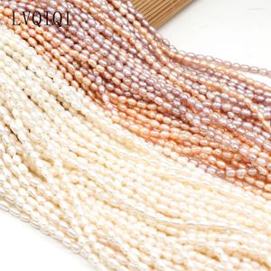 Pierres précieuses en vrac véritables perles d'eau douce naturelles perles de riz perles d'espacement pour la fabrication de bijoux collier à faire soi-même accessoires de Bracelet 3-4mm