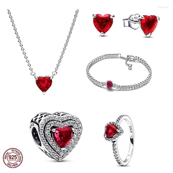 Pierres précieuses en vrac rouge S925 en argent Sterling perlé accessoires de bricolage rubis Bracelet ensemble mode bijoux de luxe cadeau