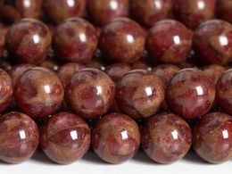 Pierres précieuses en vrac, perles de grès rouge de qualité synthétique, Options de taille ronde 4/6/8/10/12mm pour la fabrication de bijoux