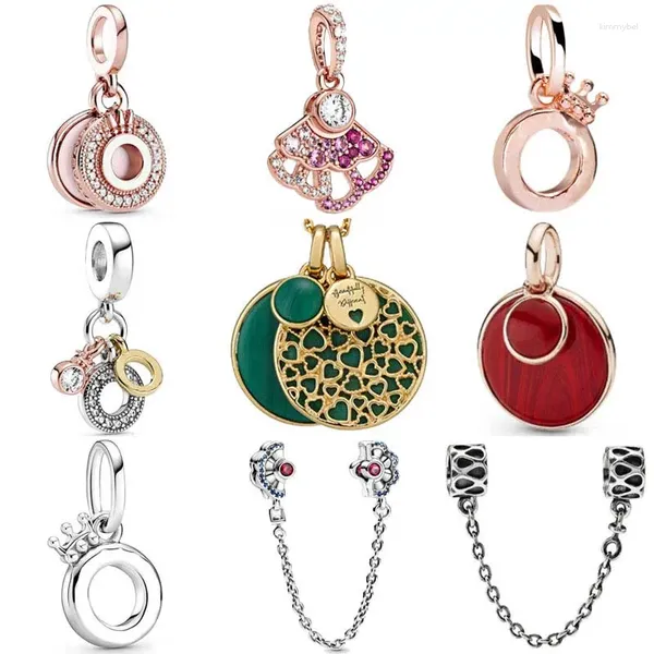 Pierres précieuses en vrac, éventail de roses scintillantes Triple O rouge, pendentif en verre de Murano, breloque adaptée au Bracelet, perle en argent Sterling 925