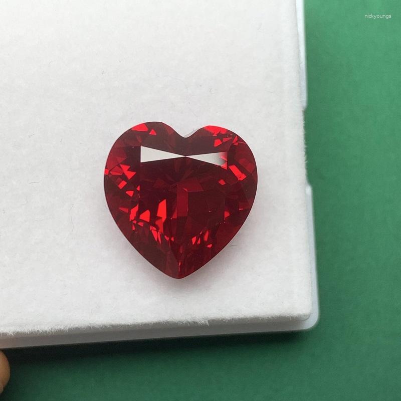 Gevşek değerli taşlar ruif benzersiz yüksek kaliteli kalp 15x15mm 17.5ct laboratuvar yetişkin Ruby Stone Yarı Takı Yapımı