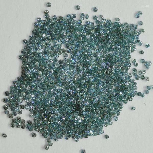 Venta de piedras preciosas sueltas 5 unids/lote 0,7 a 2,9mm forma redonda pequeña creada gemas de piedra moissanita de Color verde azul profundo para joyería pasar la prueba