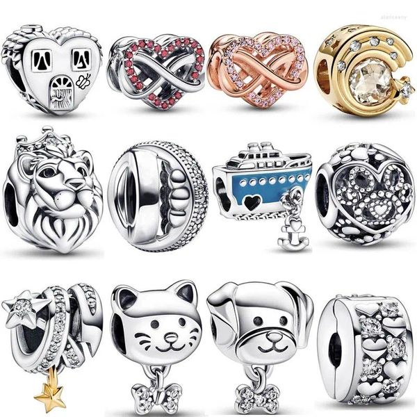 Piedras preciosas sueltas Estrella fugaz Espiral Mascota Perro Hueso Gato Arco Familia Infinito Corazón Casa Cuentas Fit 925 Pulsera con dijes de plata esterlina DIY