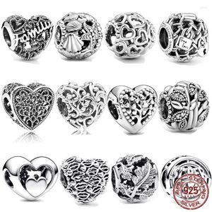 Pierres précieuses en vrac Argent 925 Coquilles d'étoiles de mer ajourées Cadenas à maillons de chaîne All Over Hearts Charm Bead Fit Original Bracelet DIY Jewelry