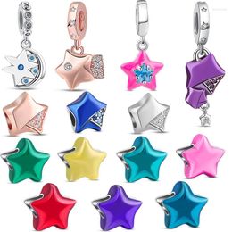 Gemstones Loose Collection Star Charm Beads Fit Original colorido Cirón brillante 925 Pulseras de plata esterlina Joyas para mujeres