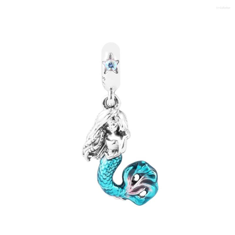 Loose Gemstones Summer 925 Sterling Silver Mermaid Ariel Dangle Charm Fit Bracelet & Bangle Beads DIY Jewelry Accessories Gifts