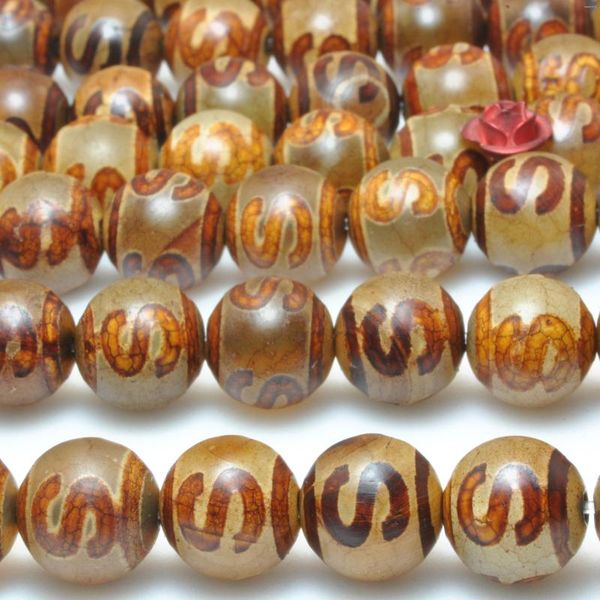 Pierres précieuses en vrac Agate tibétaine S caractère perles rondes lisses fabrication de bijoux en gros pierre Semi-précieuse
