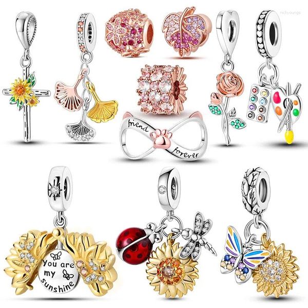 Pierres précieuses en vrac tendance couleur or Rose perles breloque adaptées au Bracelet Charmhub Original bijoux à bricoler soi-même plaqué argent étoile de mer infini amour forme cadeau