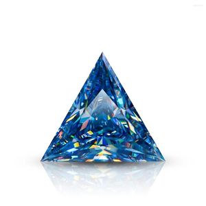 Pierres précieuses en vrac coupe Triangle bleu Moissanite vraie pierre pour bague en diamant avec certificat GRA gemmes précieuses