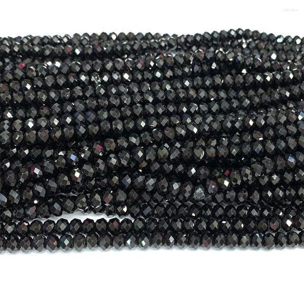 Piedras preciosas sueltas Veemak Espinela Negra Natural Facetada Pequeñas Cuentas Rondelle 07411