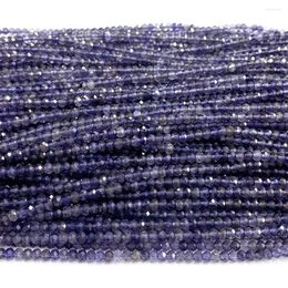 Pierres précieuses en vrac Veemak naturel clair violet bleu Iolite rondelle à facettes petites perles 2.5-3x3.5-4mm