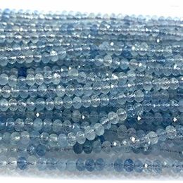 Veemake – pierres précieuses en vrac, aigue-marine bleue, collier naturel, bracelets, boucles d'oreilles, bague à facettes, petites rondelles, perles pour femmes, pour la fabrication de bijoux