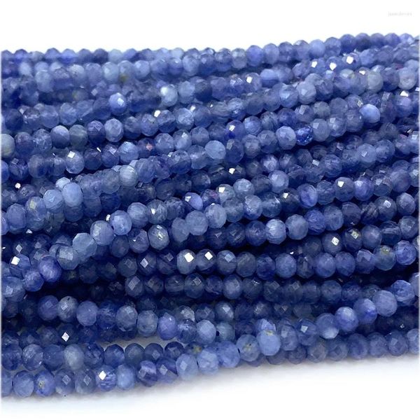 Piedras preciosas sueltas Veemake Cianita azul Rondelle Cuentas facetadas Joyería natural Cristal 07698