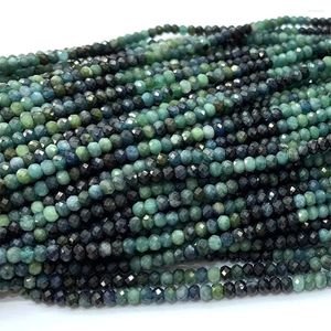 Veemake Pierres précieuses en vrac Tourmaline bleue Collier naturel Bracelets Boucles d'oreilles Bague à facettes Petites rondelles Perles pour femmes pour la fabrication de bijoux