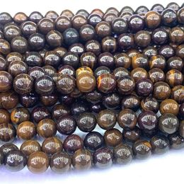 Veemake – pierres précieuses en vrac, pierre de tigre en fer brun, naturel, collier, Bracelets, boucles d'oreilles, pendentifs, perles rondes pour la fabrication de bijoux
