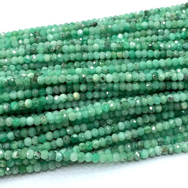 Piedras preciosas sueltas Veemake Esmeralda verde DIY Collar natural Pulseras Pendientes Anillo Facetado Pequeño Rondelle Cuentas de mujer para la fabricación de joyas