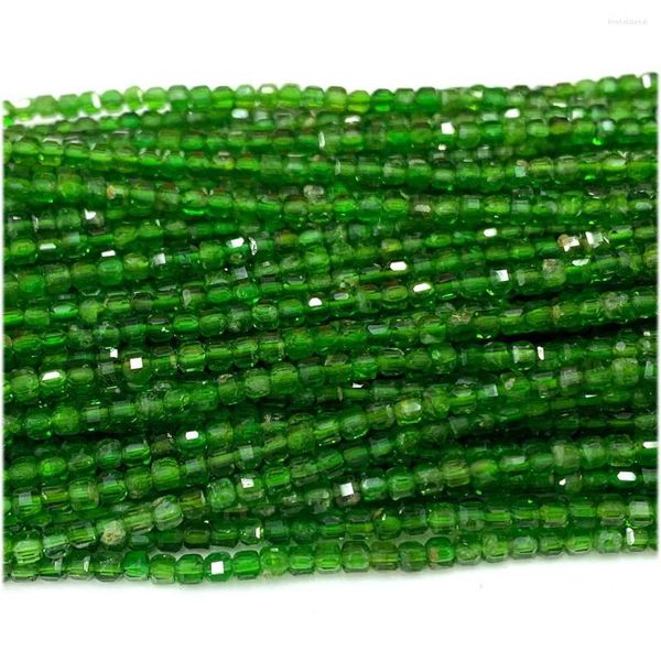 Veemake – pierres précieuses en vrac, Cube à bord Diopside vert naturel, petits bijoux à facettes, perles en pierre 08049