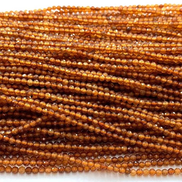 Veemake – pierres précieuses en vrac, grenat Orange naturel, collier, Bracelets, boucles d'oreilles, petites perles rondes à facettes pour femmes, pour la fabrication de bijoux