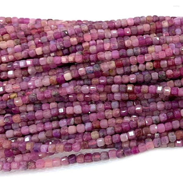 Piedras preciosas sueltas Veemake, abalorios naturales de rubí rojo rosa, collar, pulseras, pendientes, borde de cubo, cuentas pequeñas facetadas para fabricación de joyas