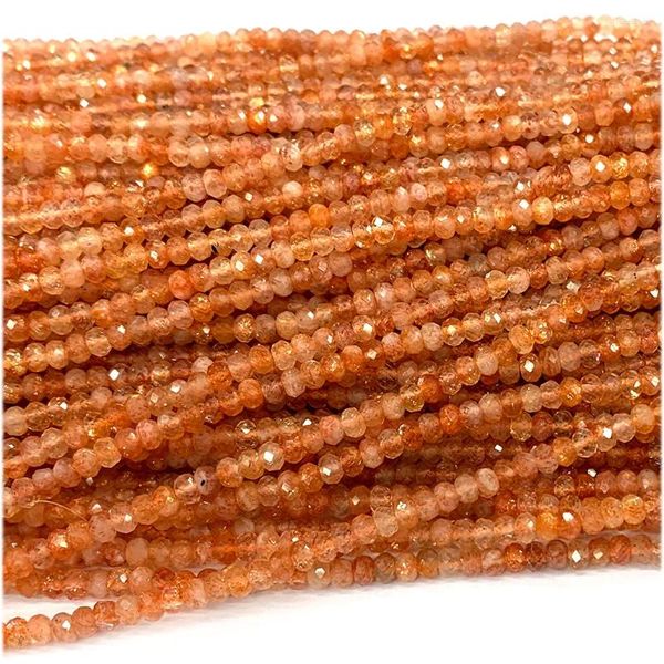 Piedras preciosas sueltas Veemake Sanidine oro naranja piedra solar cuentas Rondelle facetadas diseño de joyería fabricación de pulseras de cristal Natural DIY