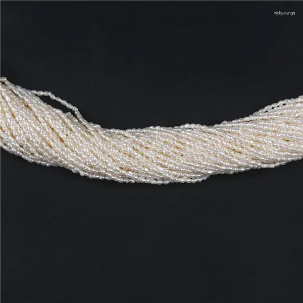 Pierres précieuses en vrac, petit fil de perles d'eau douce en forme de riz de 2mm, pour bijoux, vente en gros
