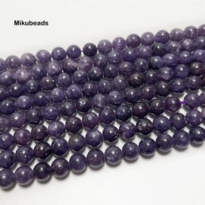 Gemystones en vrac en gros naturel (2 brins) 8 mm pourpre lépidolite lisses perles rondes pour fabriquer un collier de bracelet bijoux bricolage 15 