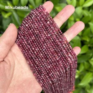 Piedras preciosas sueltas, venta al por mayor, cuentas redondas facetadas de turmalina rosa oscuro Natural de 3mm para fabricación de joyería, collar de pulseras DIY