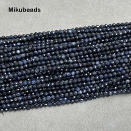 Losse edelstenen groothandel natuurlijke 3 mm zeldzame donkere saffier gefacetteerde ronde kralen voor het maken van sieraden DIY ketting armband of cadeau