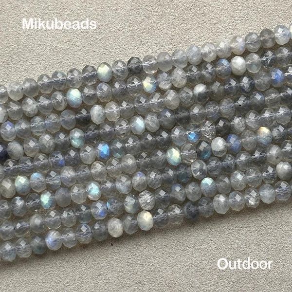 Pierres précieuses en vrac en gros naturel 4 5.5mm Labradorite perles rondelles à facettes pour la fabrication de bijoux bracelets à faire soi-même collier