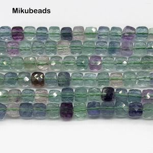 Losse edelstenen groothandel natuurlijke 5,3 mm fluoriet gefacetteerde vierkante kralen voor sieraden maken DIY armbanden ketting