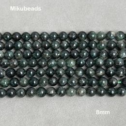 Piedras preciosas sueltas, venta al por mayor, cuentas redondas lisas de cianita verde Natural de 5,5mm y 8mm para hacer joyería, pulsera, collar DIY