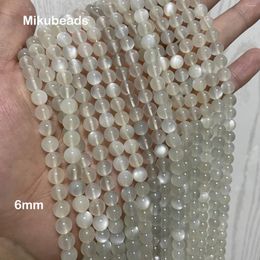 Pierres précieuses en vrac en gros naturel 6mm 8mm lait pierre de lune perles rondes lisses pour la fabrication de bijoux collier à faire soi-même brin Mikubeads