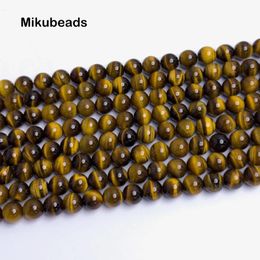 Pierres précieuses en vrac, 8mm, 10mm, 12mm, œil de tigre marron, perles rondes lisses pour la fabrication de bijoux, Bracelet, collier, DIY, vente en gros