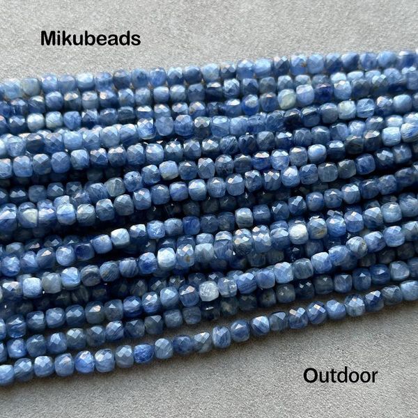 Pierres précieuses en vrac naturelles, perles cubiques à facettes en Kyanite de 4.5mm 6mm pour la fabrication de bijoux, bracelets et colliers, DIY, vente en gros