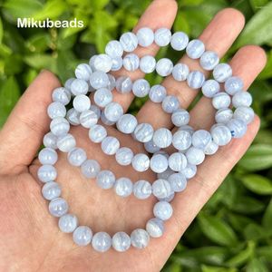 Pierres précieuses en vrac en gros dentelle bleue naturelle Agate 8mm 9mm perles de pierre rondes lisses pour la fabrication de bijoux bracelets à faire soi-même collier ou cadeau