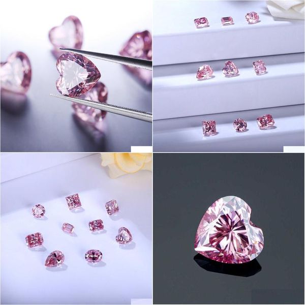 Gemystones en vrac Prix en gros par carat en forme de coeur rose 3ex VVS Moisanite Diamond Gemstone H1015 Drop livraison bijoux dhjs4