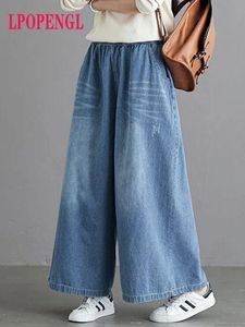 Jean suelto 2023 Y2K Pantalones de mezclilla de calles casuales Wideleg Street Style Vintage High Wisting Pockets Femme 240403