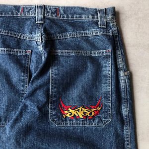 Jean ample JNCO Hip Hop Rock motif brodé hommes femmes mode Streetwear rétro Harajuku taille haute jambe large 240113