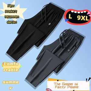 Lacet lacet leggings pantalon de soie de glace d'été frais et rafraîchissant L-9xl 240402