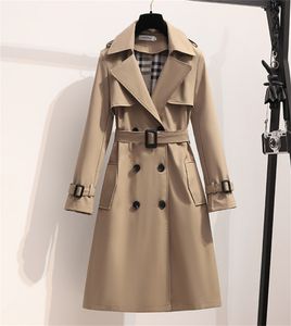 Vestes amples et longues avec ceinture, manteau décontracté à Double boutonnage, Trench-Coat à la mode printemps-hiver pour femmes anglaises, coupe-vent 1NQJ4