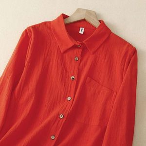 Los artistiek linnen shirt met lange mouwen voor dames Retro Commoner Temperament Top