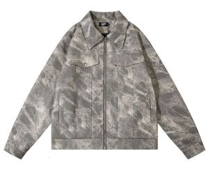 Losse jas met lange mouwen, eenvoudige en niche, gepersonaliseerd en veelzijdig ontwerp, was geverfd camouflage vestiging jas